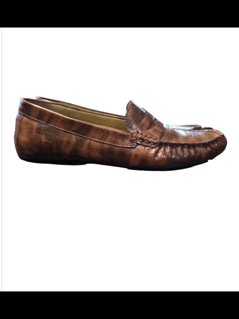 Vaneli Women’s Brown Croc-Embossed Leather Alanna Loafers Sz 7N